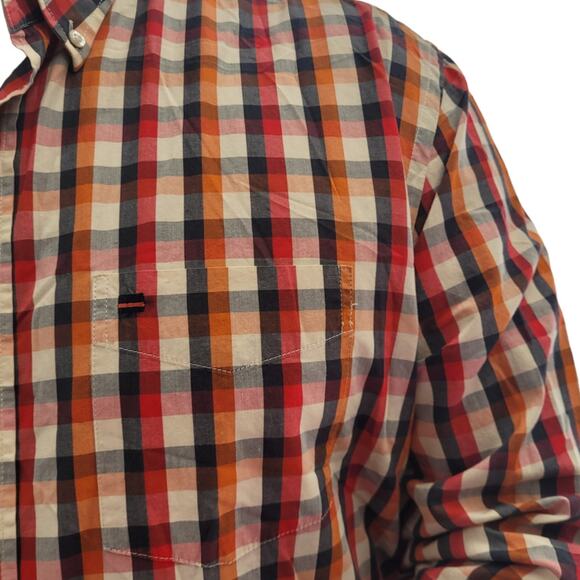 State of Art orange navy cream plaid shirt xxl cotton heritage dadcore casual - Picture 4 of 10